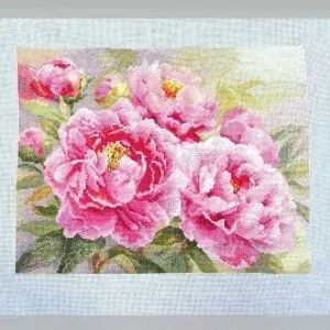 Peonies painting Finished cross embroidery wall home decor