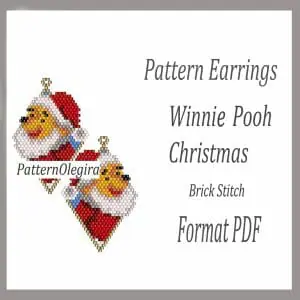 Winnie Pooh Christmas bead earrings pattern earrings Christmas pattern Bead Christmas Olegirabeadpatterns