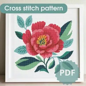 Simple cross stitch pattern Flower, cross stitch chart PDF
