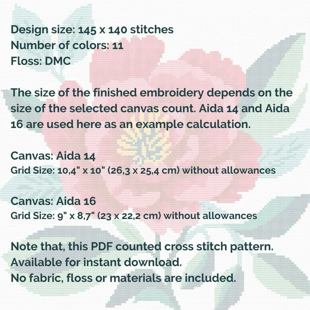 Simple cross stitch pattern Flower, cross stitch chart PDF