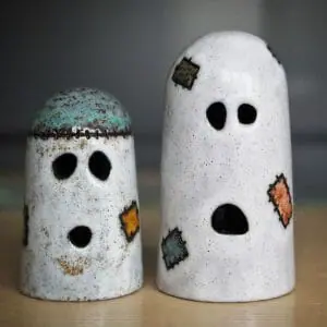 Handmade Marketplace 815 Set of 2 ceramic ghosts, Halloween gift
