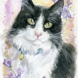 Sweet Figaro Pet Portrait Watercolor Painting (Sold)