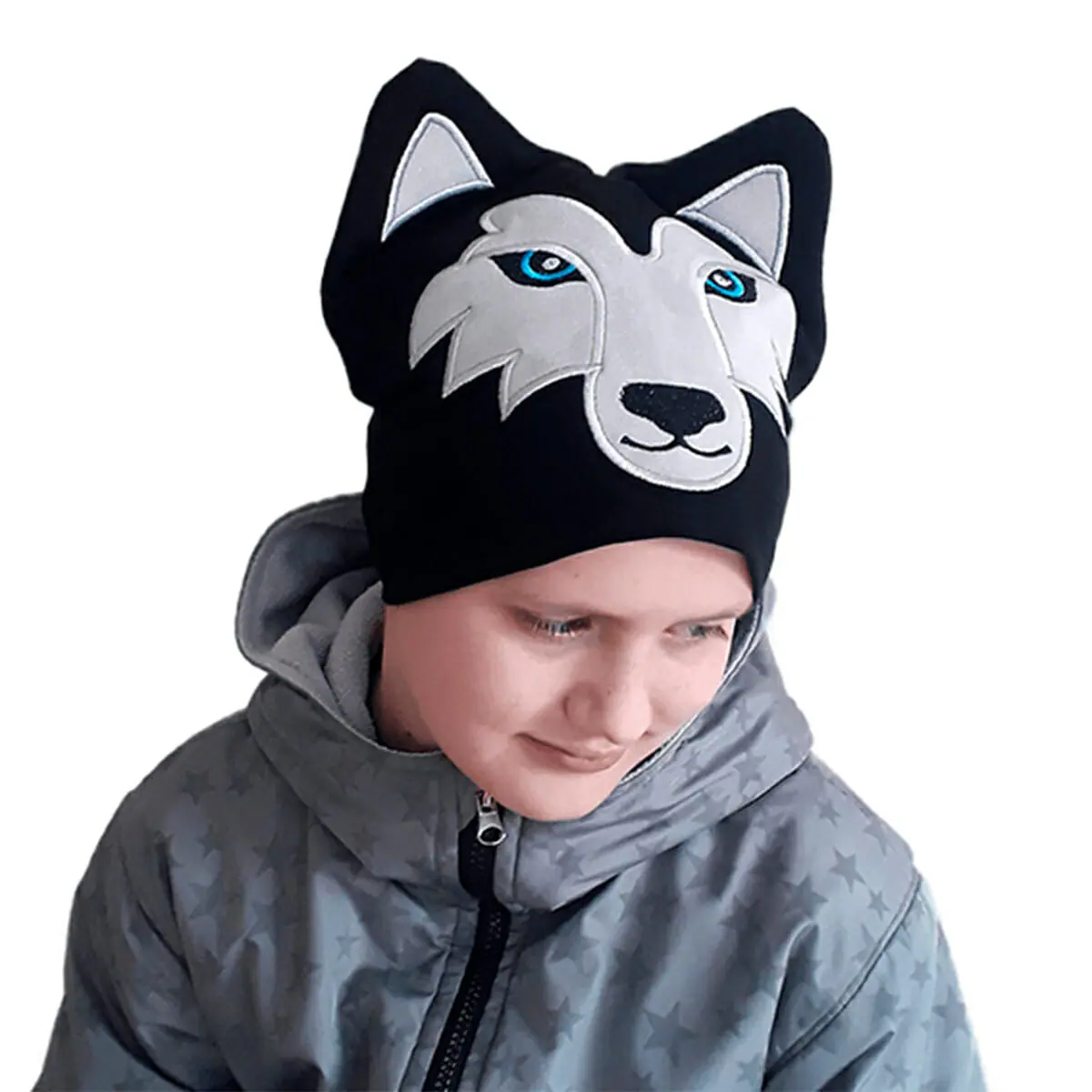 Gift hat Wolf for boy with raised ears