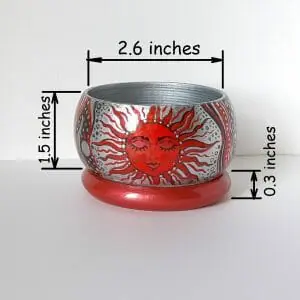 Silver-red hand-painted bracelet. Wooden Bangles Sun an