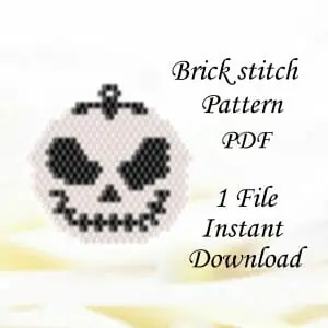 Handmade Marketplace 618 Brick stitch pattern Halloween Skull