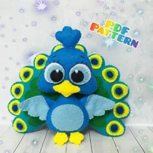 Handmade Marketplace 616 Felt peacock pattern Peacock ornament Felt bird pattern