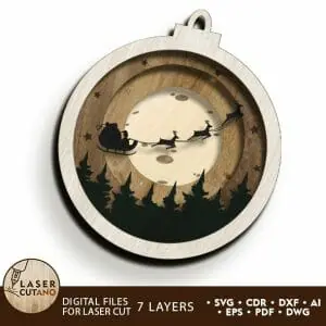 Christmas Shadow Multilayer Paper Cut and Wood Cut File