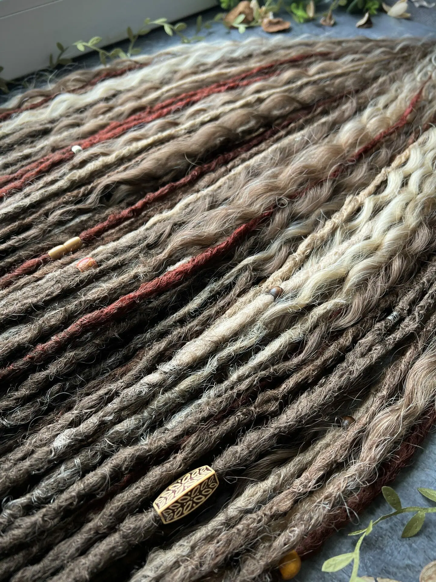 Brown ombre dreads and curls, mix brown, blonde, burgundy 8 Brown ombre dreads and curls, mix brown, blonde, burgundy - Image 8