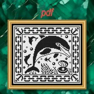 Handmade Marketplace 755 Dolphin Cross stitch pdf pattern