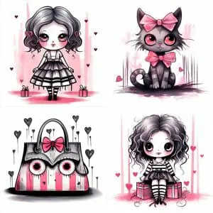Cute Gothic Toys Cliparts Bundle