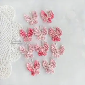 Crochet pink butterfly patch
