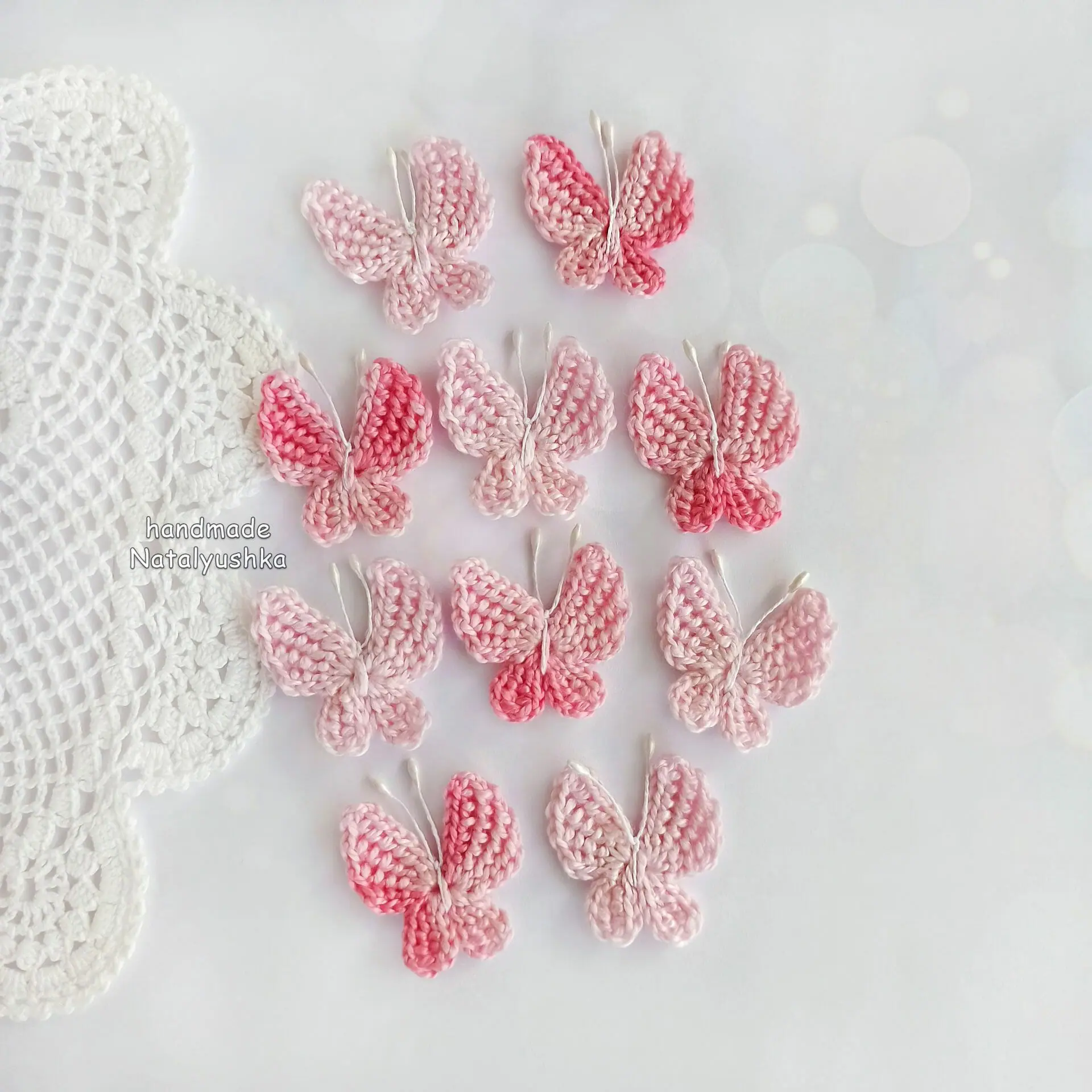 Handmade Butterfly applique, Set of pink butterfly, Crochet Butterfly patch.