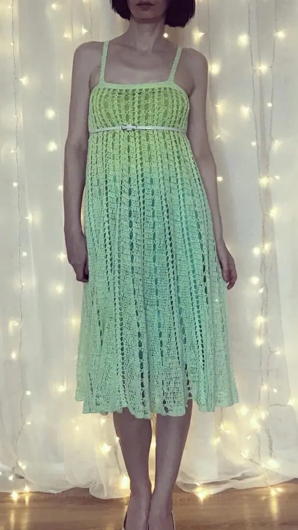 Crocheted women’s sundress “LIGHT GREEN”