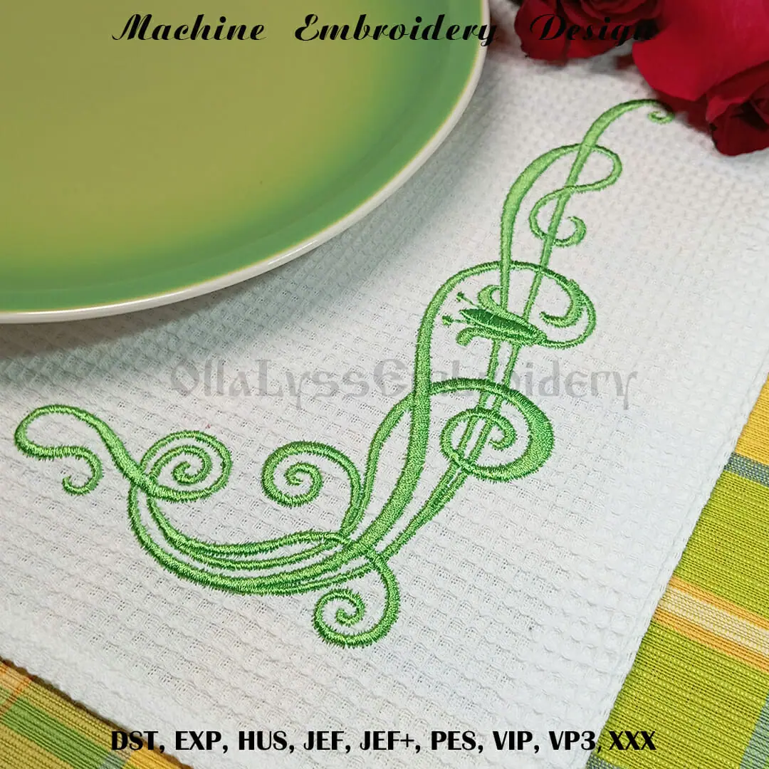 Art-nouveau motif embroidery design 2 The ornate floral corner machine embroidery design