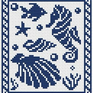 Cross stitch pattern Seahorse pdf chart embroidery
