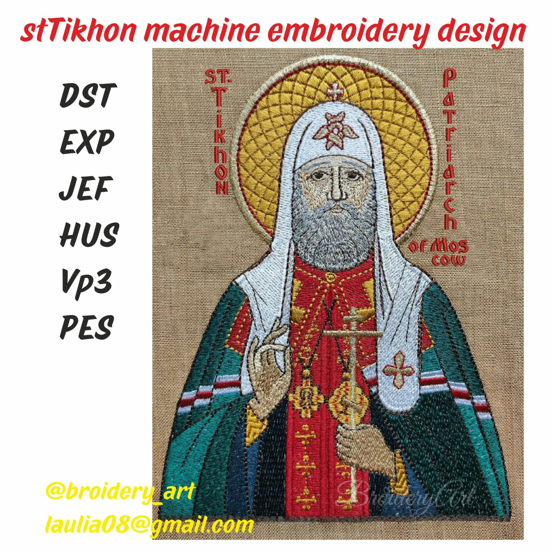 Saint Tikhon machine embroidery design