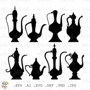 Old Antique Jug Svg Silhouette Cricut Stencil Templates Clipart Png
