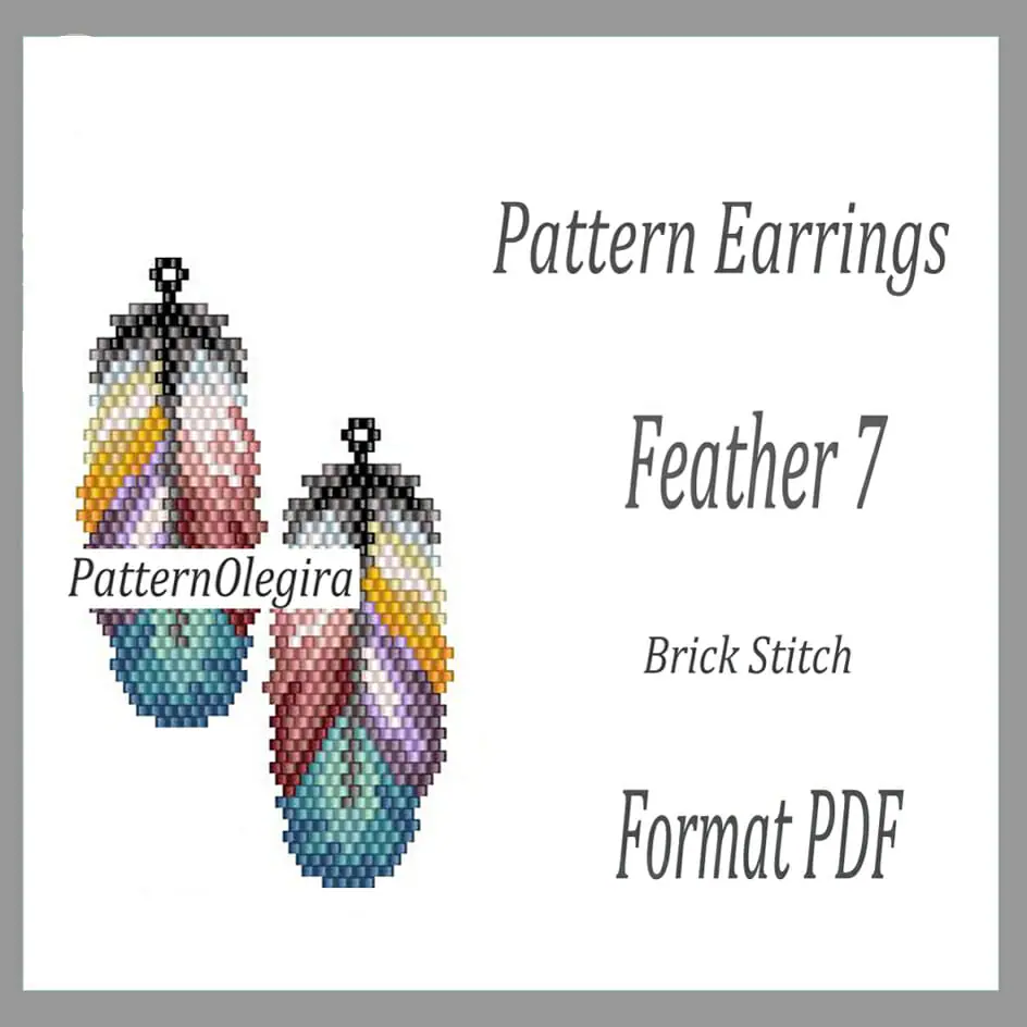 Peacock feather earrings brick stitch patterns Miyuki Delica