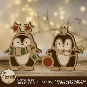 PENGUINS CHRISTMAS Set Multilayer layout files