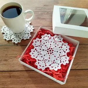 Christmas coasters gift set of 4, Doily lace coasters