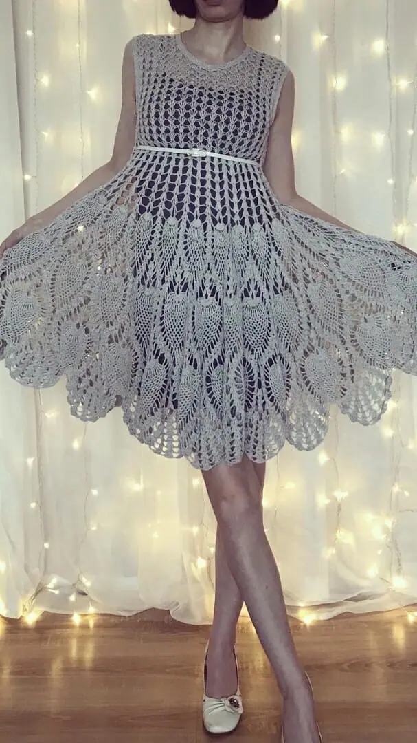 Knitted dress “Gray Pineapples”