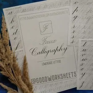 Faux Calligraphy Printable PDF Worksheets