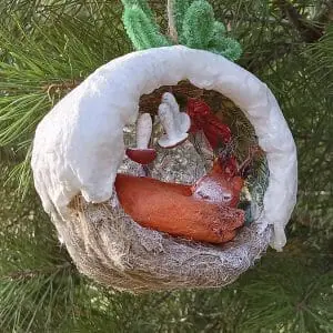 Christmas tree toy with forest animals of cotton wool