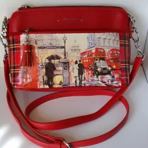 A bright and beautiful red bag .