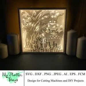 Forest troll lightbox SVG, bus cat shadowbox SVG