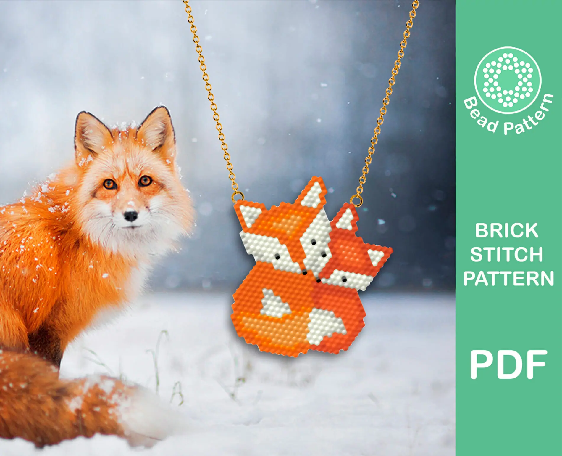 Cute foxes brick stitch pattern 4 Cute foxes brick stitch pattern - Image 4