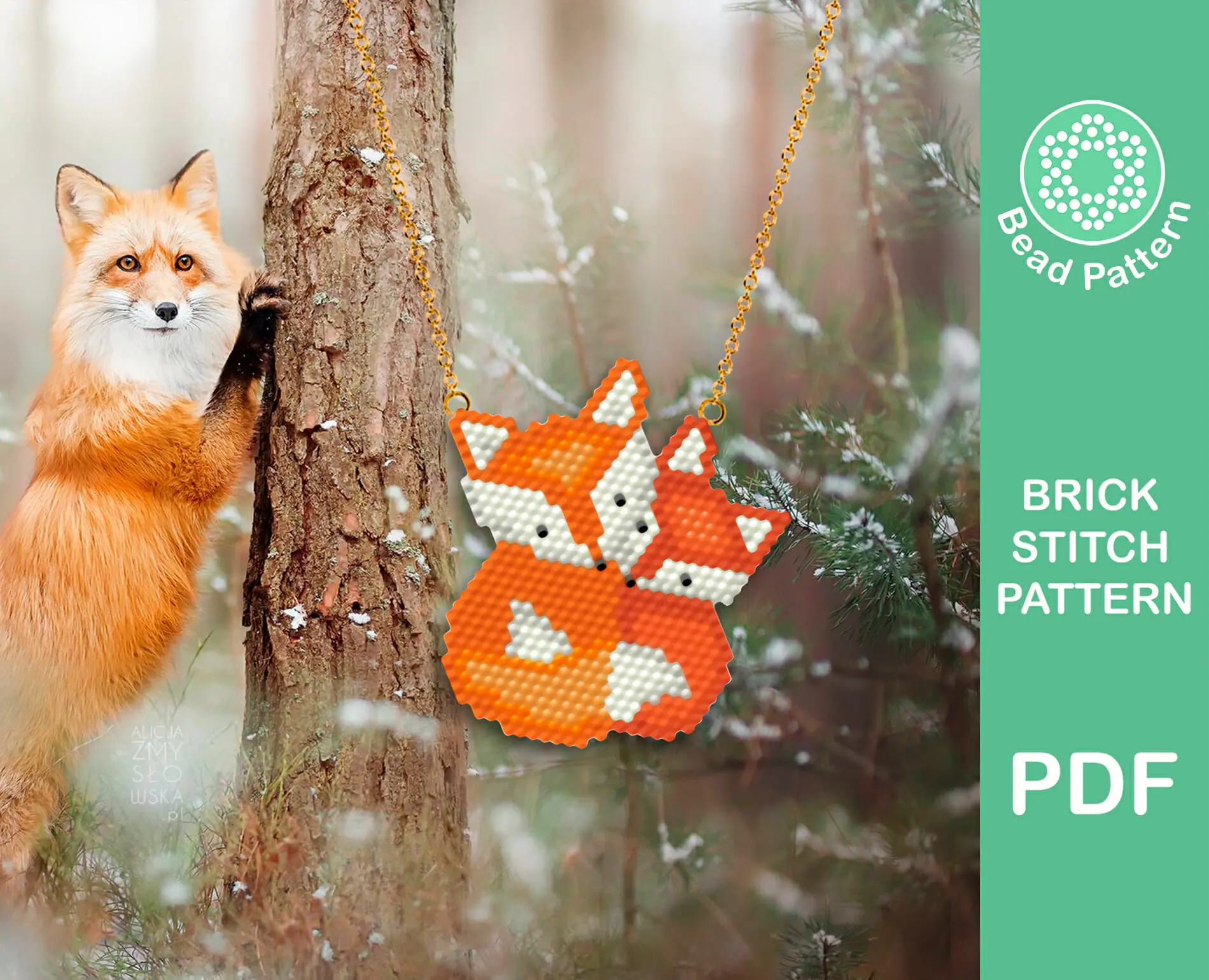 Cute foxes brick stitch pattern 3 Cute foxes brick stitch pattern - Image 3