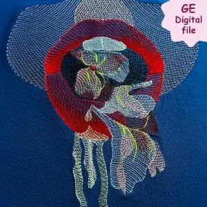 Machine embroidery design Lips & petals GalaEmbroidery 3
