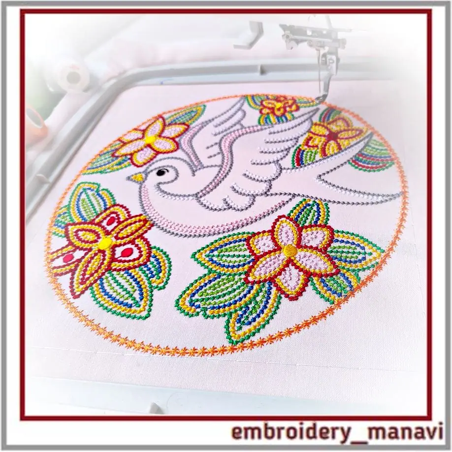 Point pattern machine embroidery design bird in flowers 5 Point pattern machine embroidery design bird in flowers - Image 5