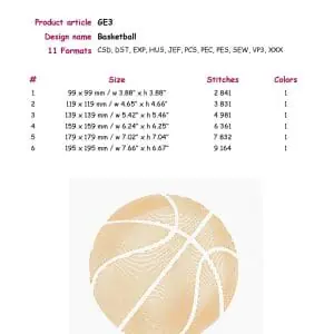 Embroidery design Basketball for boy, man, for sport players, Sport Ball