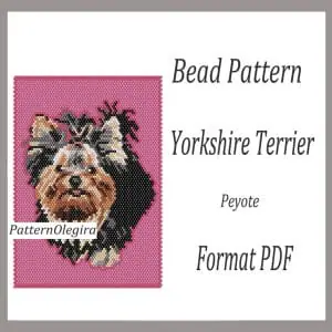 Yorkshire Terrier Dog bead pattern tapestry bead pattern Dog Bead peyote pattern Olegirabeadpatterns