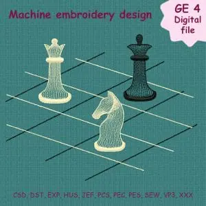 Mercado Artesanal 748 Machine embroidery design Chess for chess players, sport embroidery