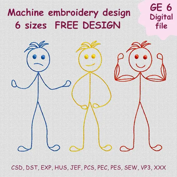 Machine embroidery design Little men for boy, teen