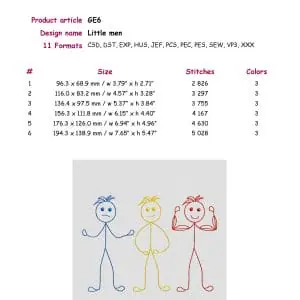 Machine embroidery design Little men for boy, teen, free download