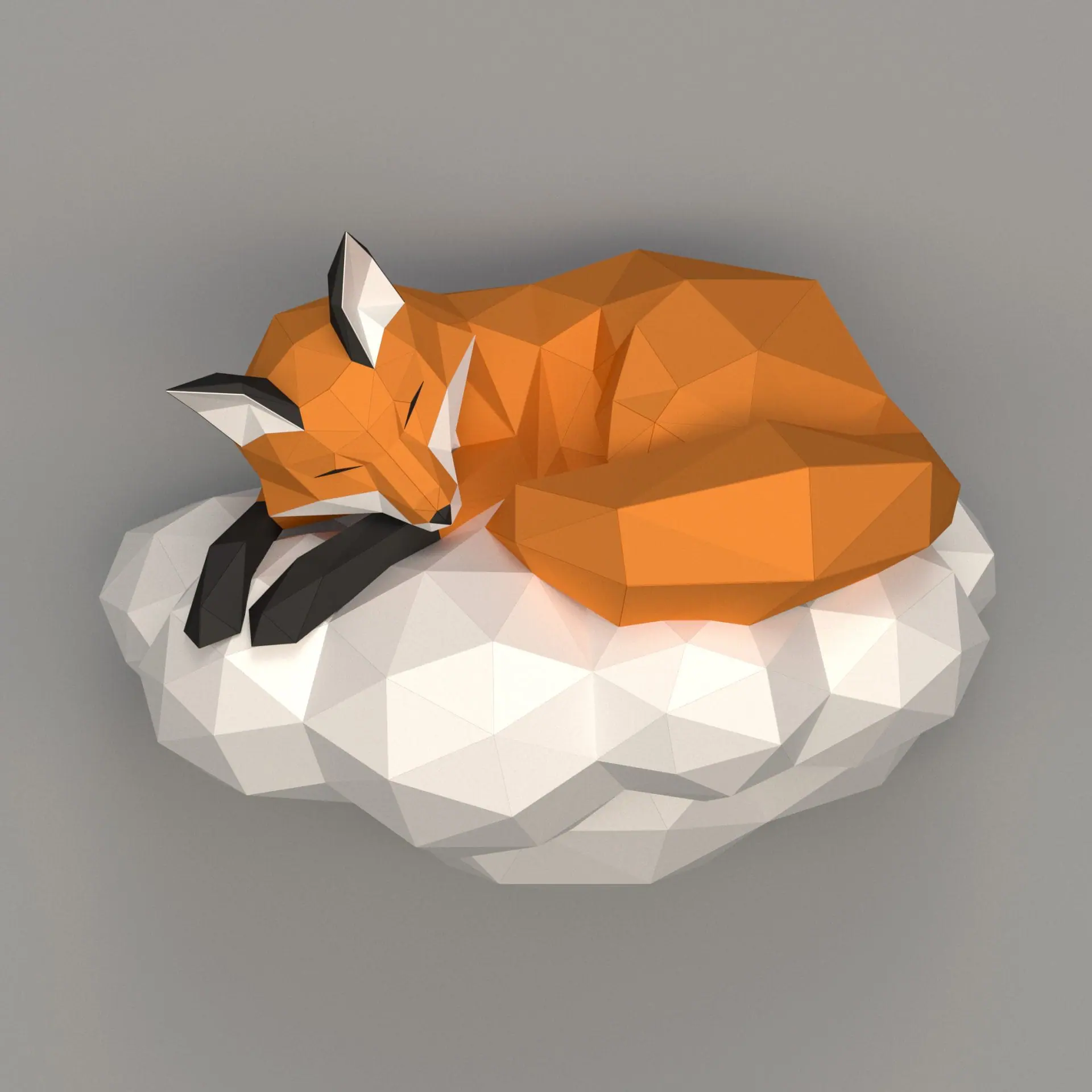 3d Papercraft Fox On A Cloud PDF Templates