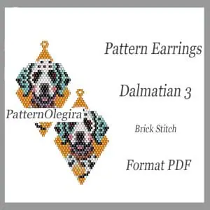 Dalmatian dog Earrings bead patterns PDF file Beading patterns Beading earrings Beading Dog bead patterns Olegirabeadpatterns