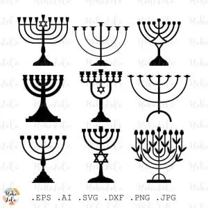 Hanukkah Candle Holder Svg Silhouette Stencil Templates Dxf