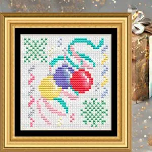 Cross stitch pattern Christmas balls on ribbons