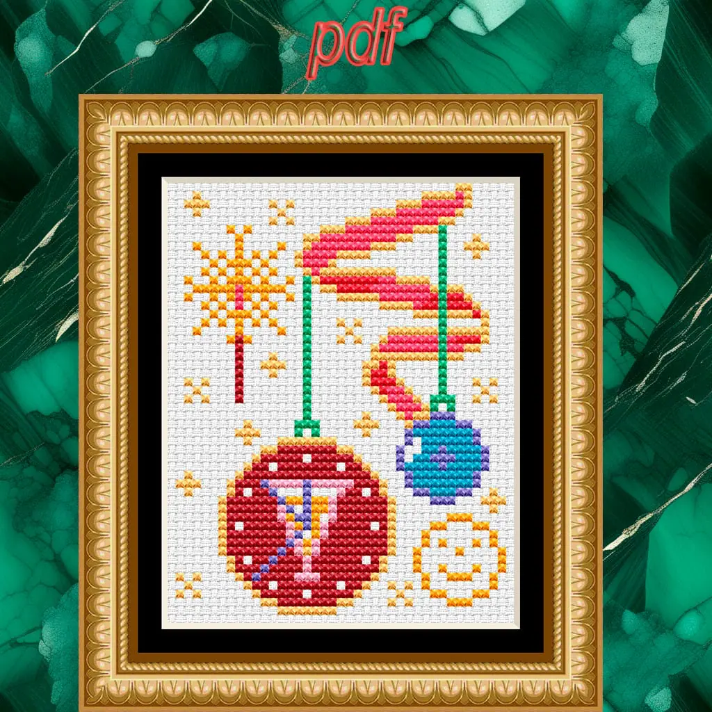 Christmas ornament balls cross stitch pattern