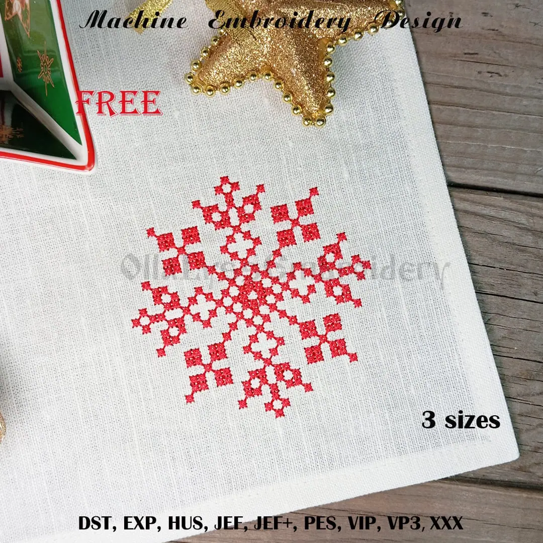 French cross stitch snowflake embroidery design