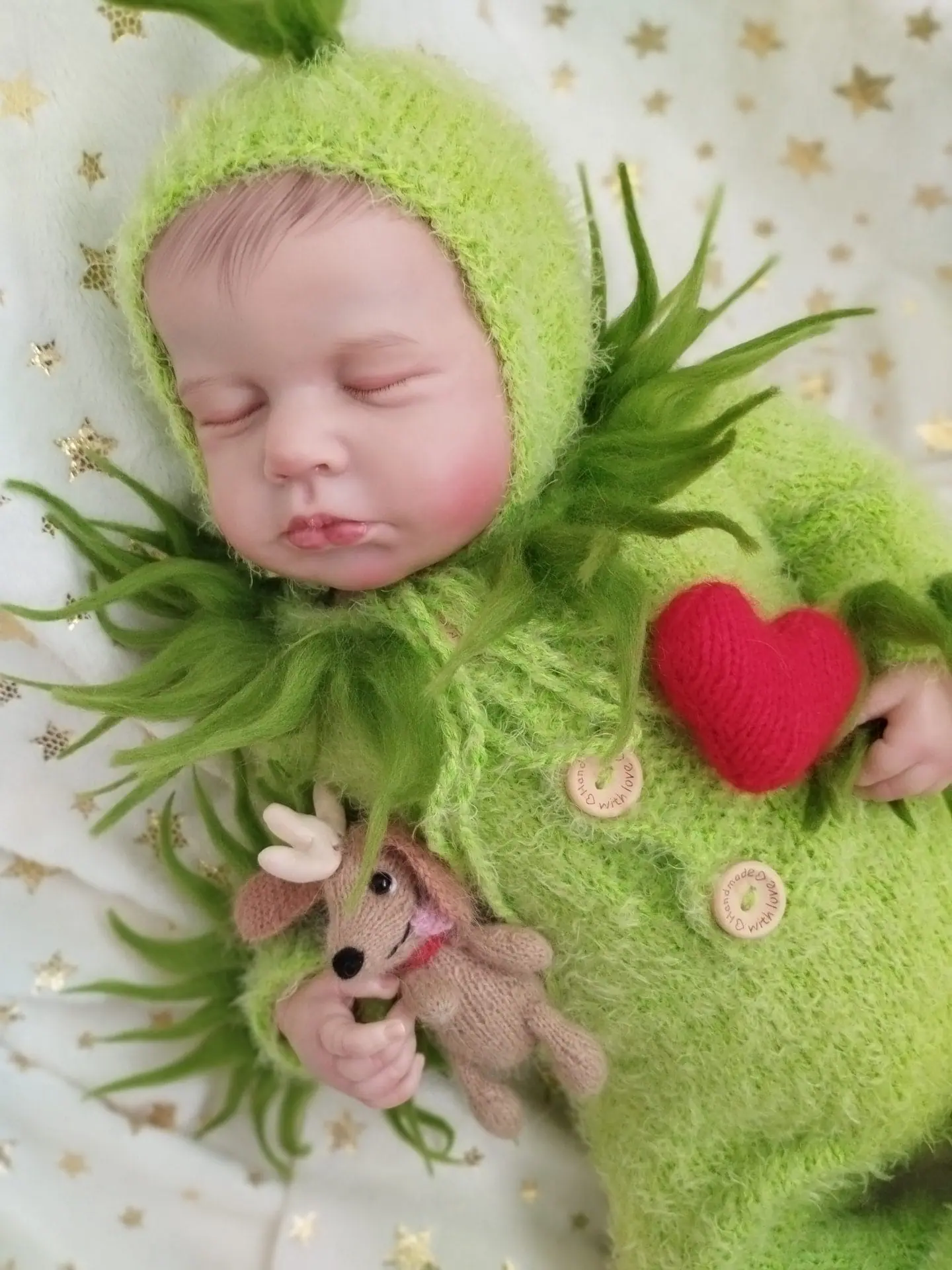 Green Monster outfit, size newborn+Max toy