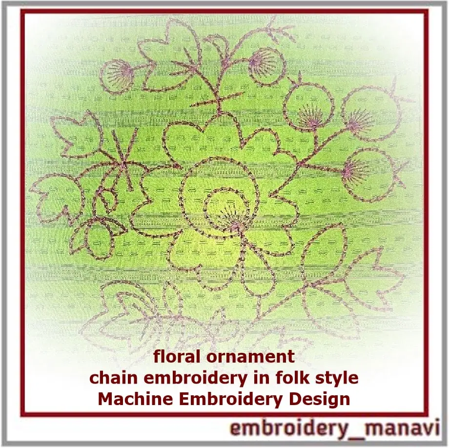 Floral ornament Chain pattern in folk style Embroidery - Image 2