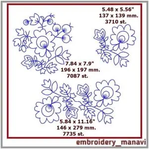Floral ornament Chain embroidery in folk style Embroidery Design