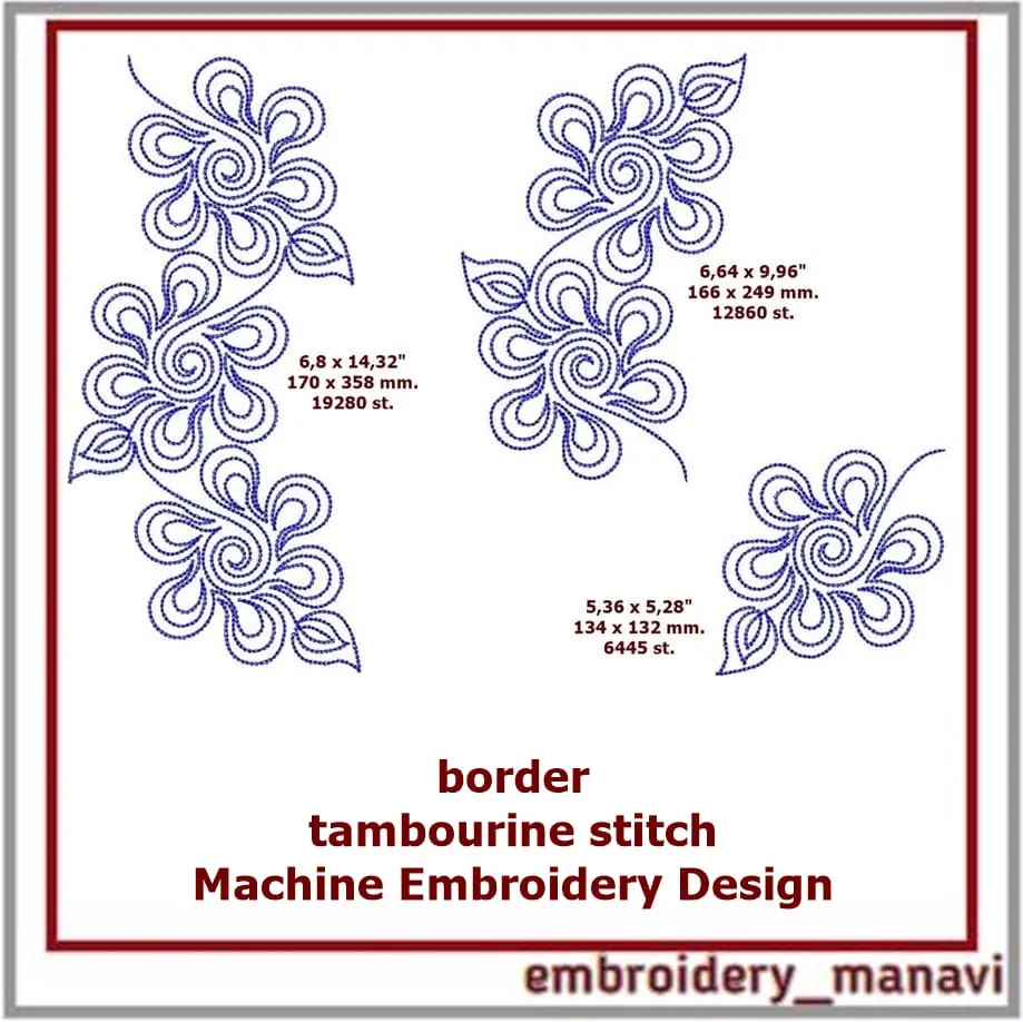 Tambourine stitch Machine Embroidery Design
