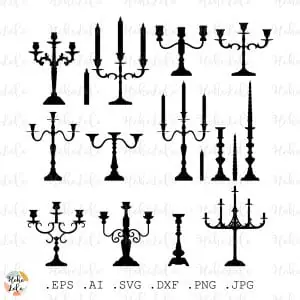 Candelabrum Svg Silhouette Cricut Stencil Templates Dxf Clipart Png