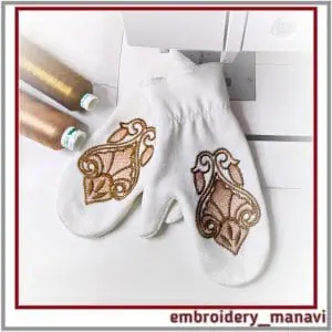In the hoop machine embroidery designs set of hat & fingerless gloves & mittens
